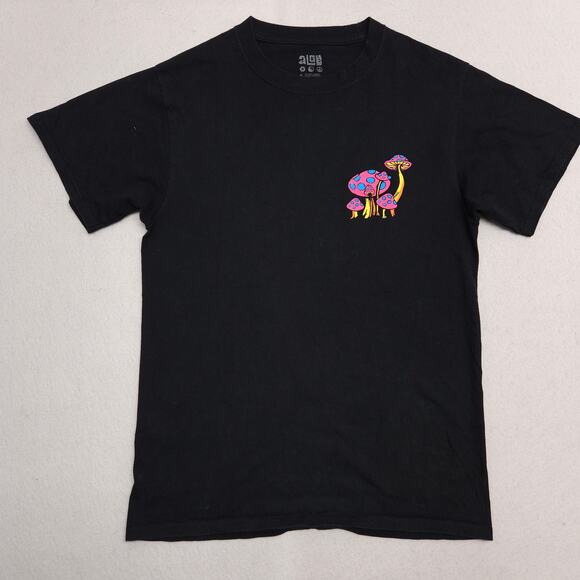 Alab Mushrooms Crew Neck Short Sleeve Graphic T Shirt Mens Size S Black - Picture 2 of 10